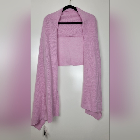 NWT C by Bloomingdale's Cashmere Travel Wrap Shawl Scarf in Rose Quartz - Picture 6 of 12